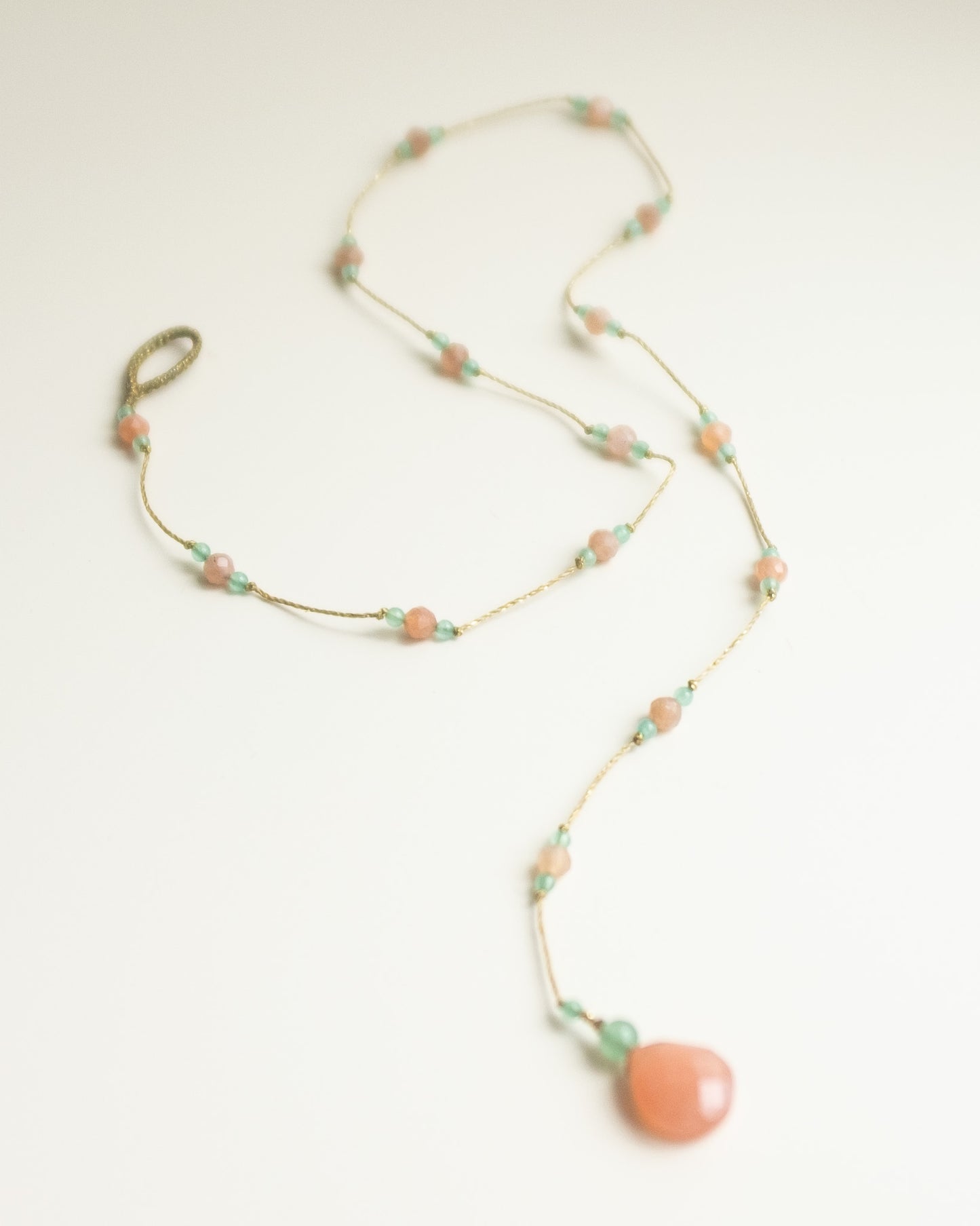 Reversible ketting | Maansteen Perzik, Aventurijn, Zonnesteen