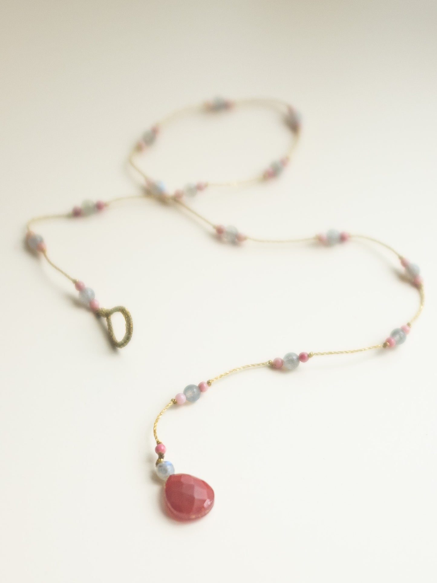 Reversible ketting | Rode Agaat, Labradoriet, Roze Jaspis