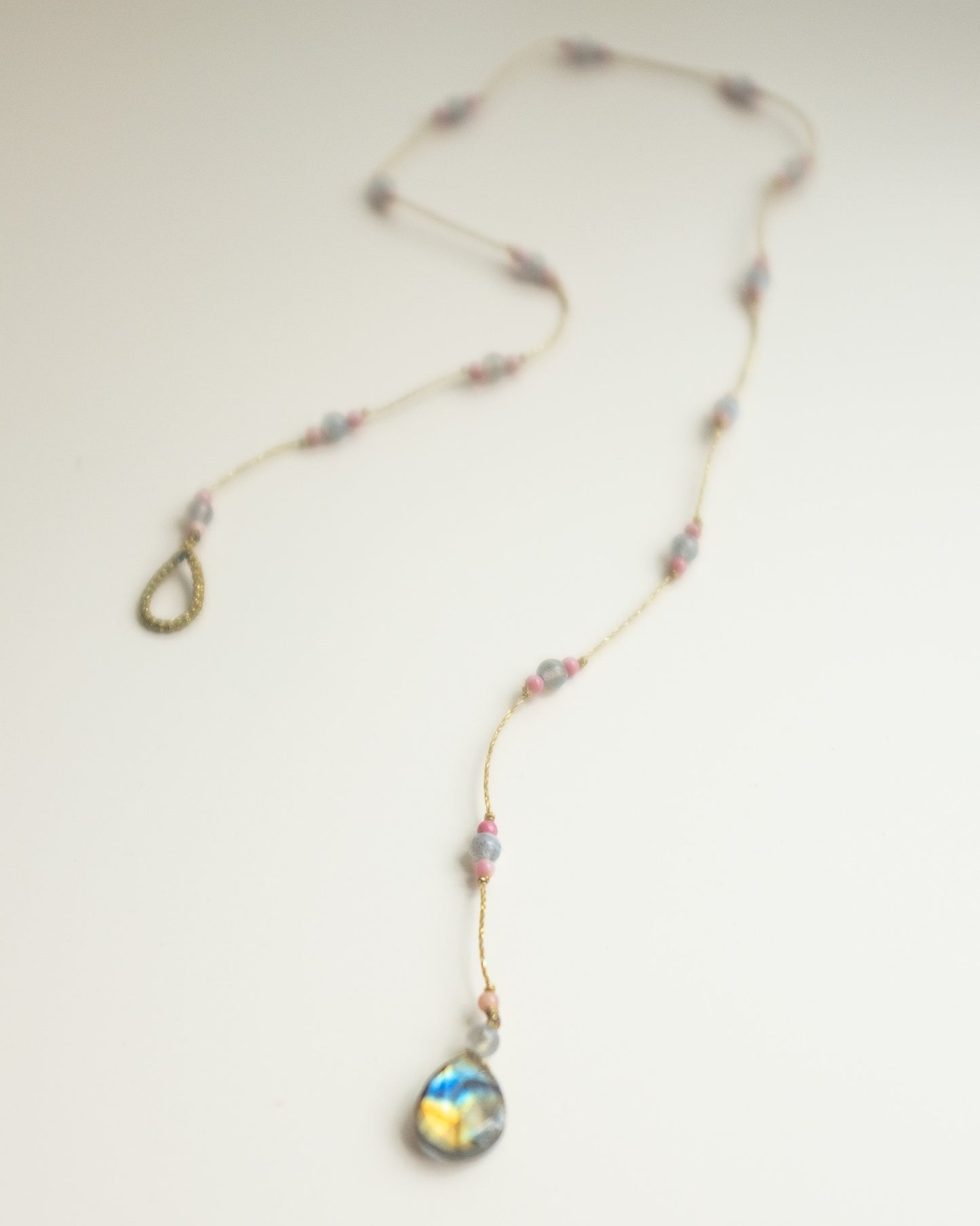 Reversible ketting | Labradoriet, Roze Jaspis