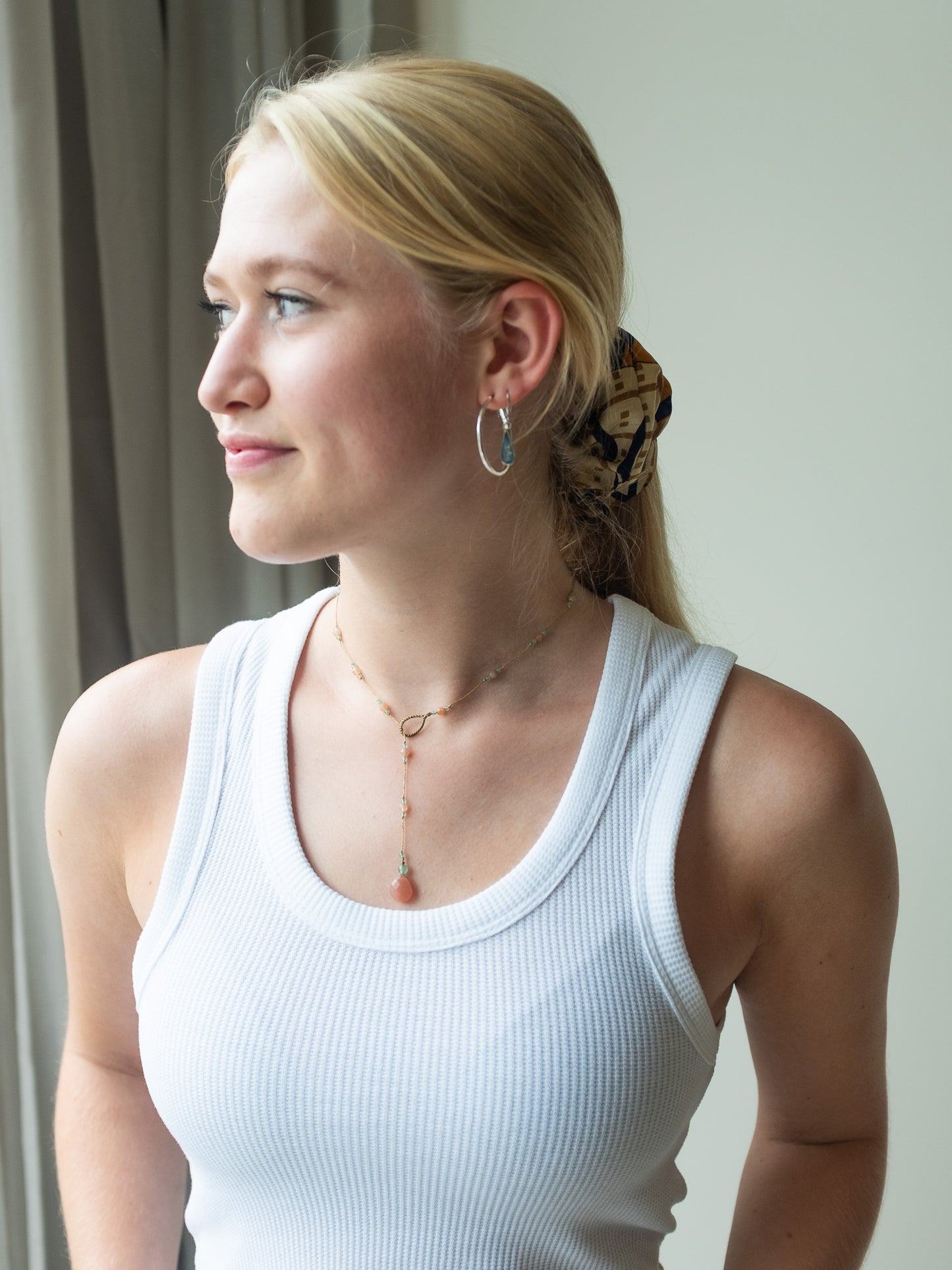 Reversible ketting | Maansteen Perzik, Aventurijn, Zonnesteen