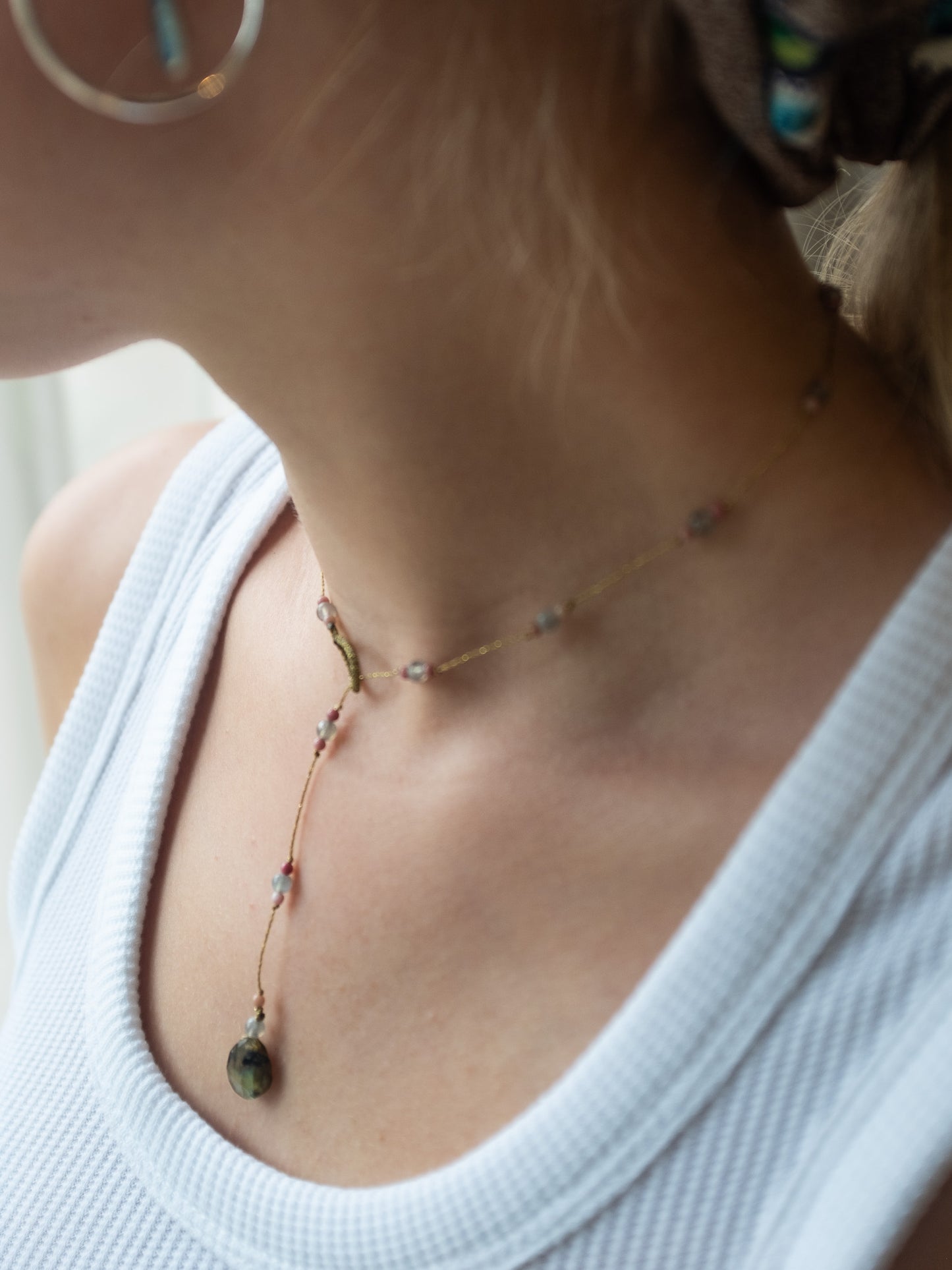 Reversible ketting | Labradoriet, Roze Jaspis