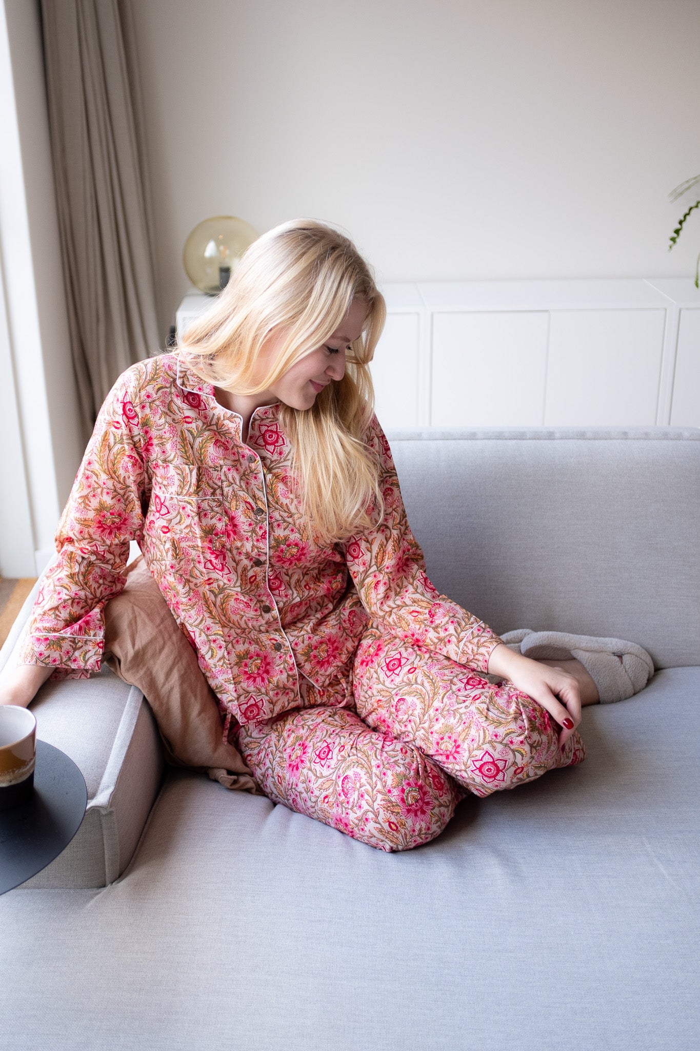 Pyjama NO.11 | Handgemaakte katoenen pyjama | blockprint | Inclusief gratis slaapmasker