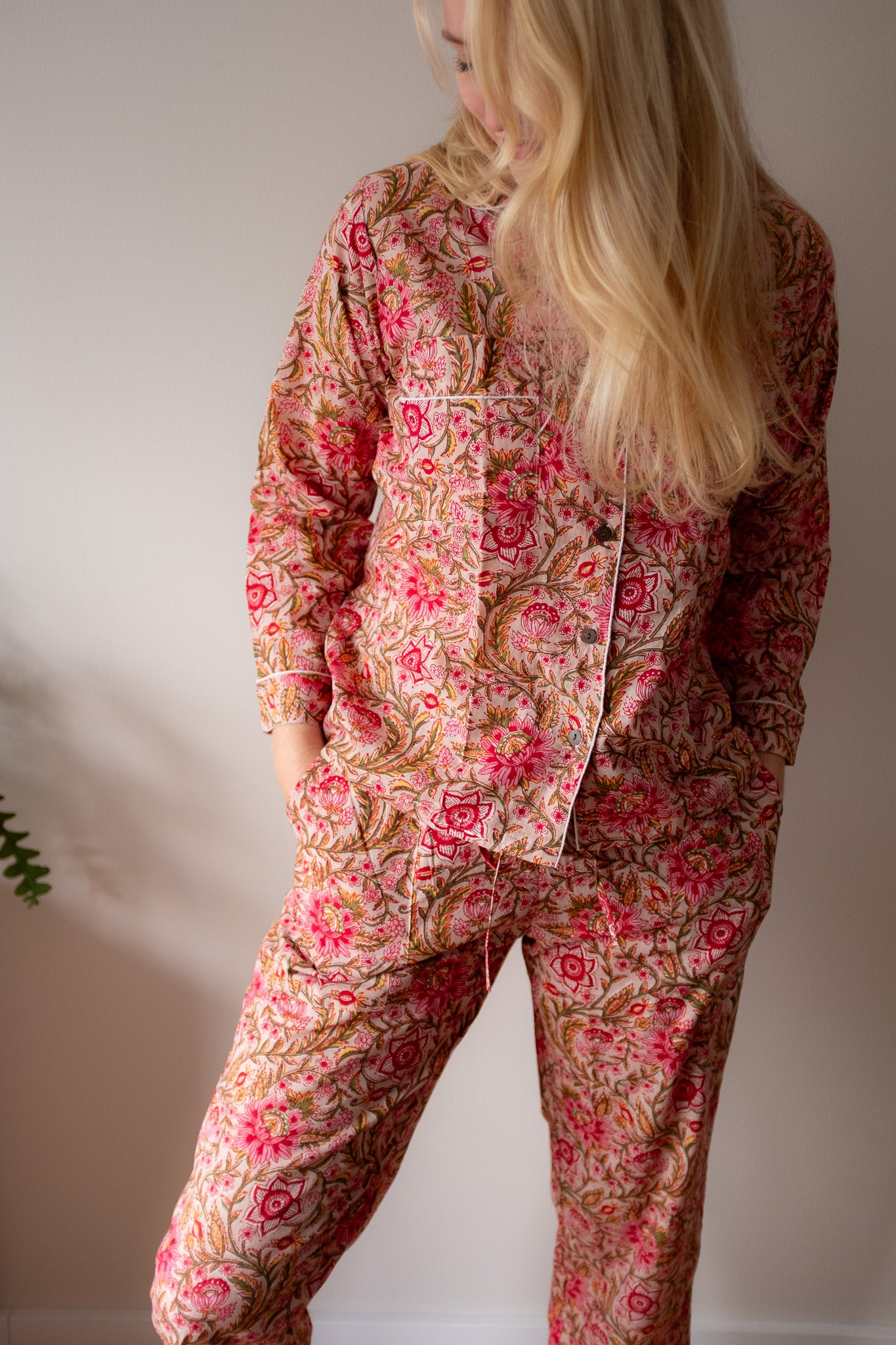 Pyjama NO.11 | Handgemaakte katoenen pyjama | blockprint | Inclusief gratis slaapmasker
