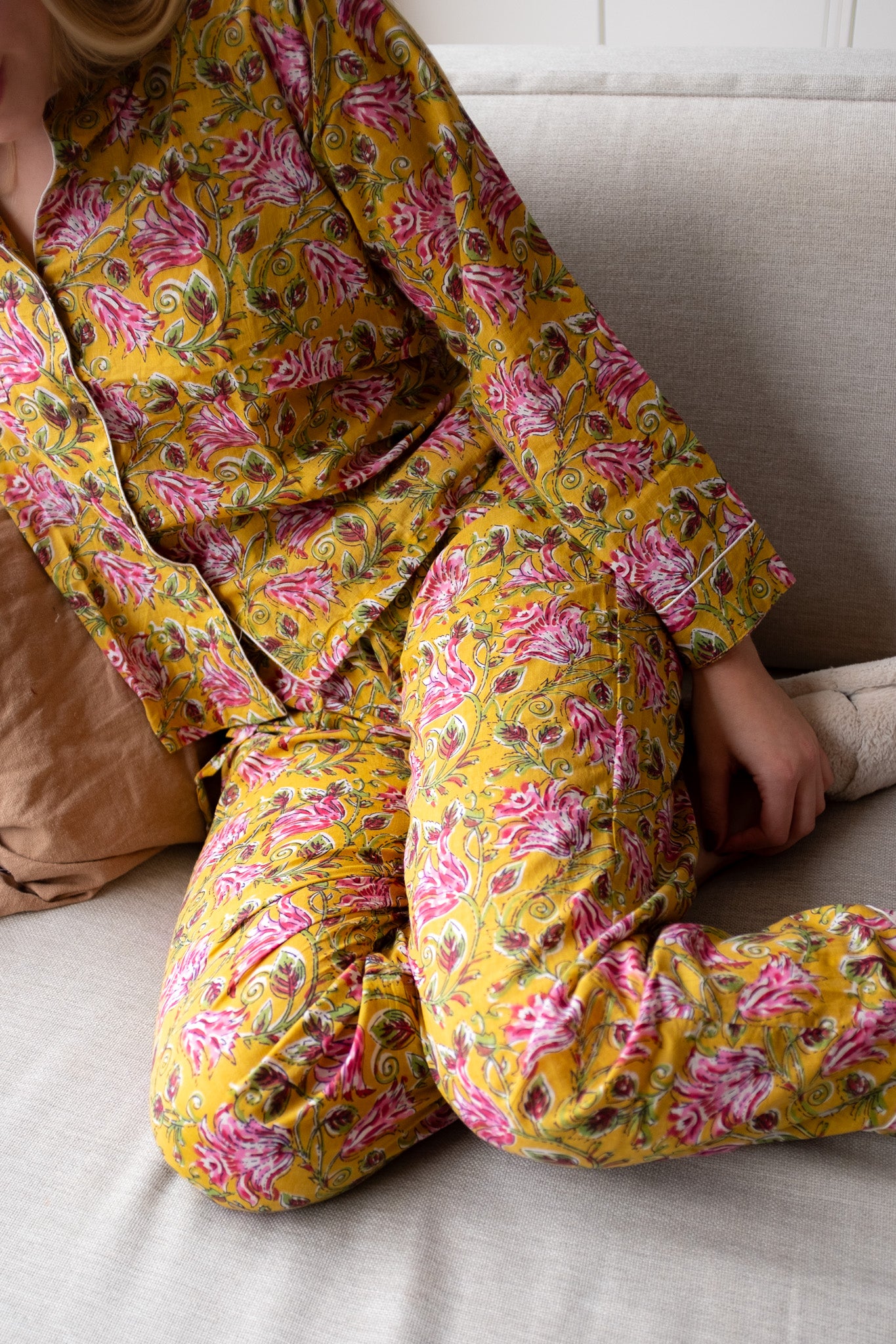 Pyjama NO.16 | Handgemaakte katoenen pyjama | blockprint | Inclusief gratis slaapmasker