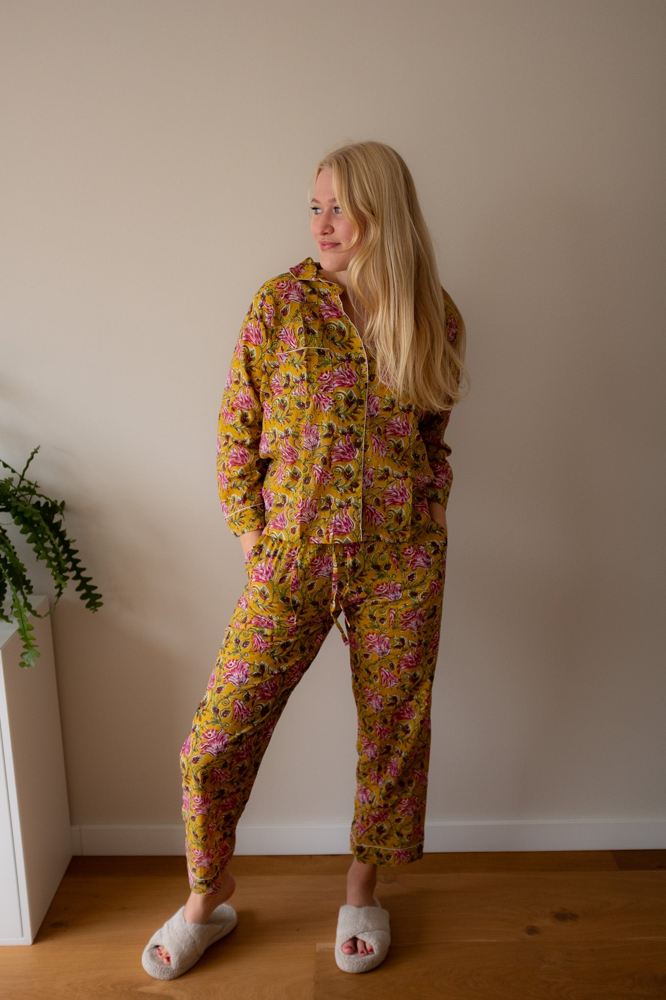 Pyjama NO.16 | Handgemaakte katoenen pyjama | blockprint | Inclusief gratis slaapmasker