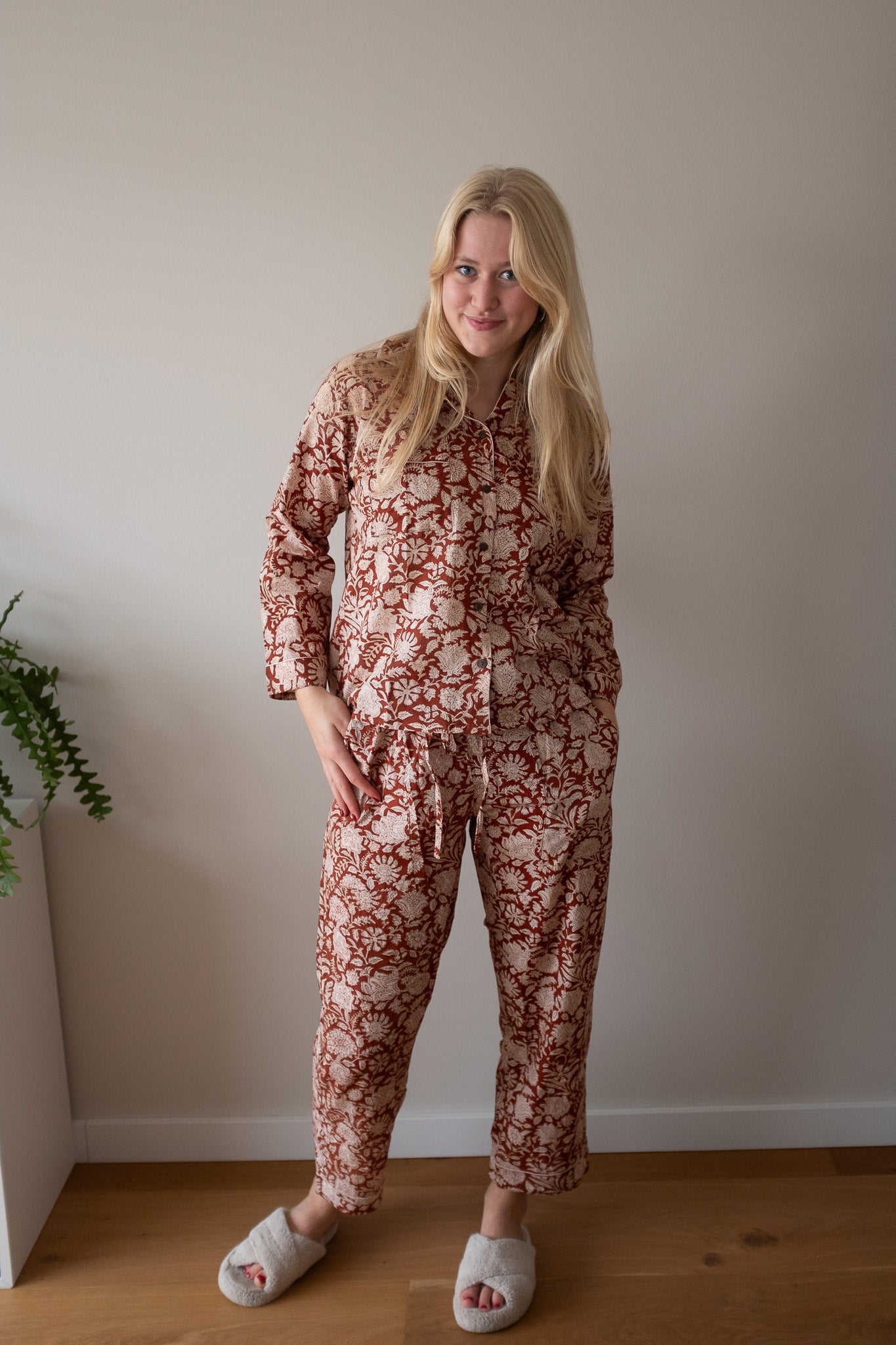 Pyjama NO.15 | Handgemaakte katoenen pyjama | blockprint | Inclusief gratis slaapmasker