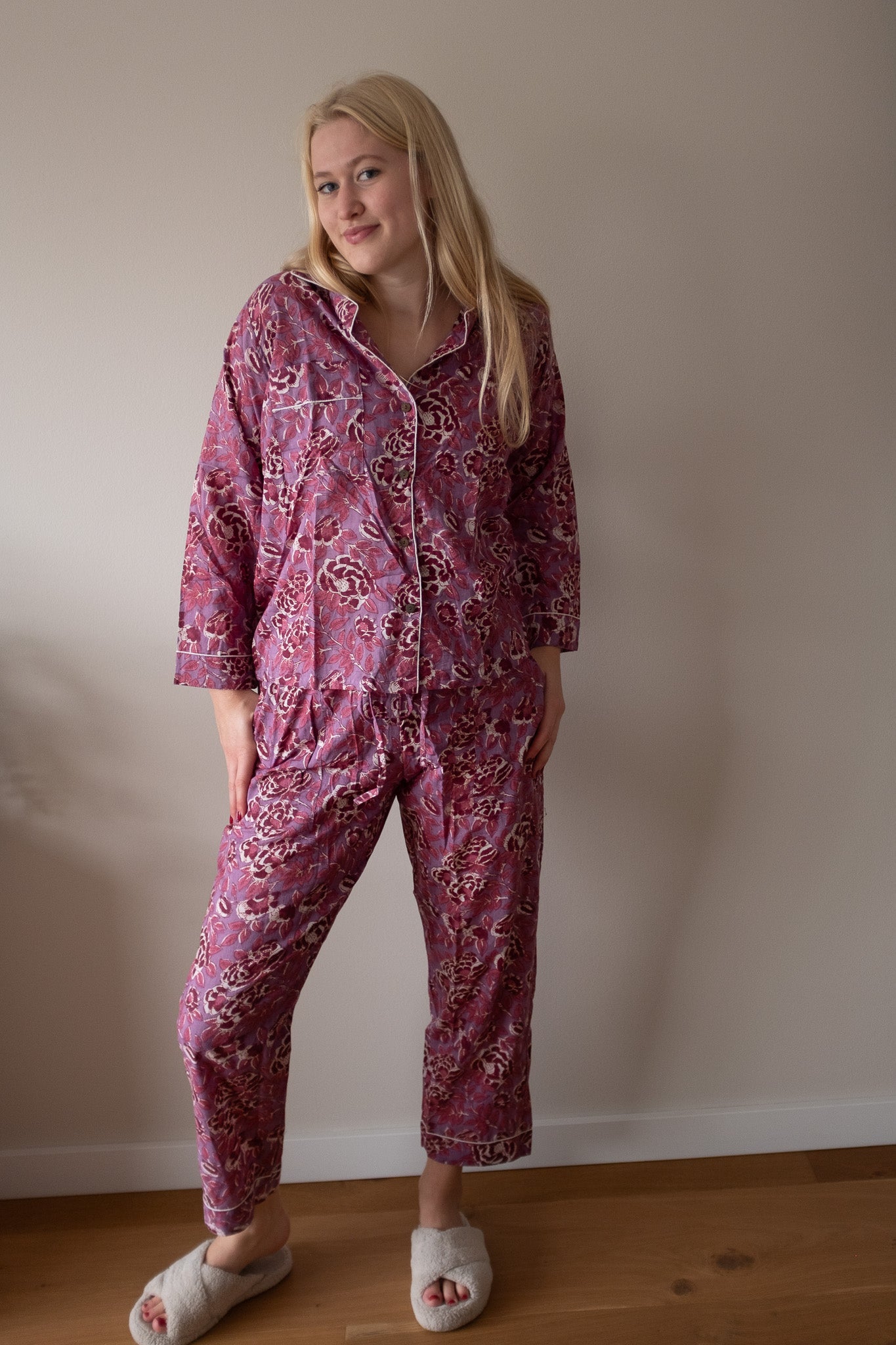 Pyjama NO.13 | Handgemaakte katoenen pyjama | blockprint | Inclusief gratis slaapmasker