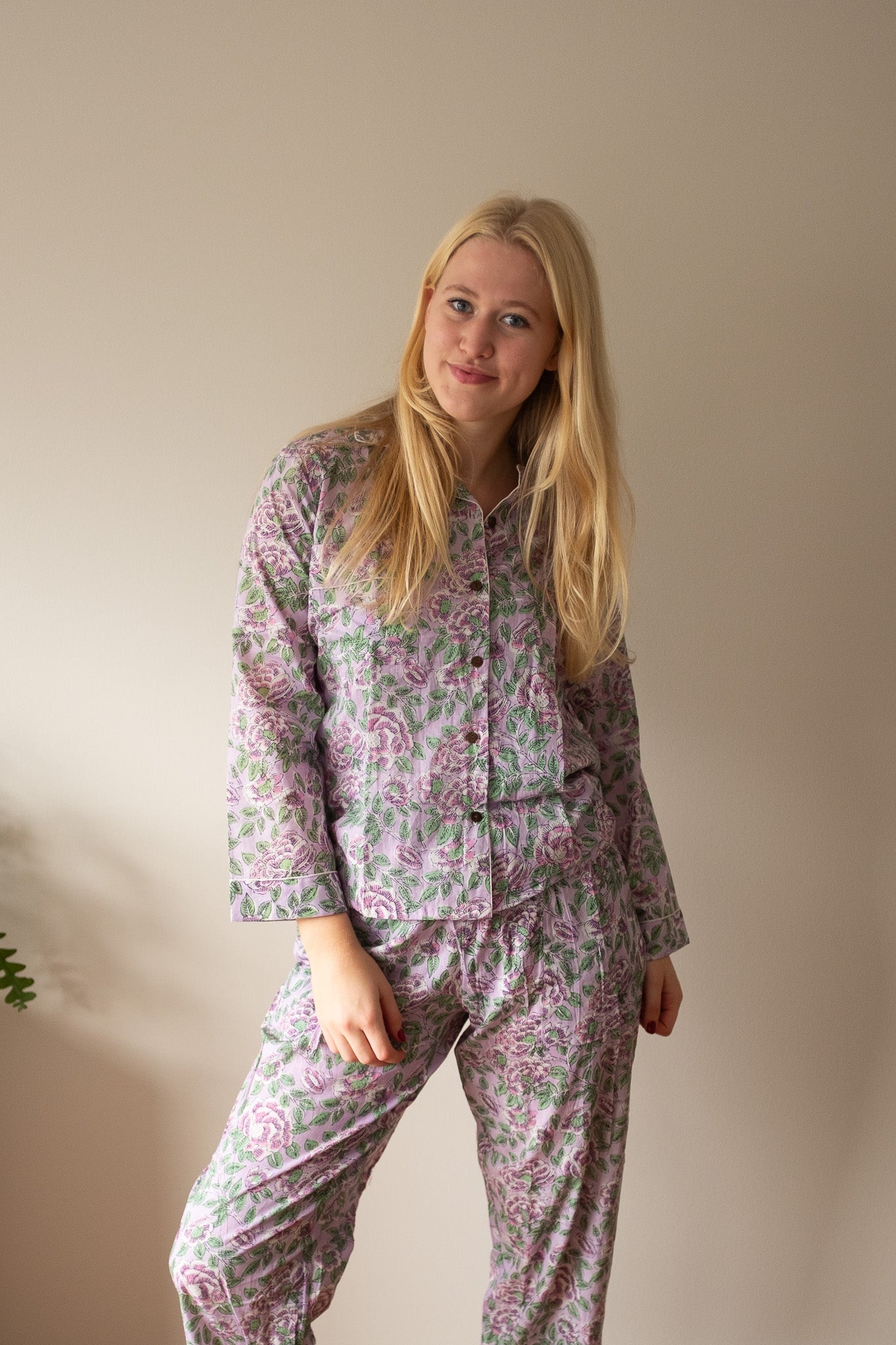 Pyjama NO.12 | Handgemaakte katoenen pyjama | blockprint | Inclusief gratis slaapmasker