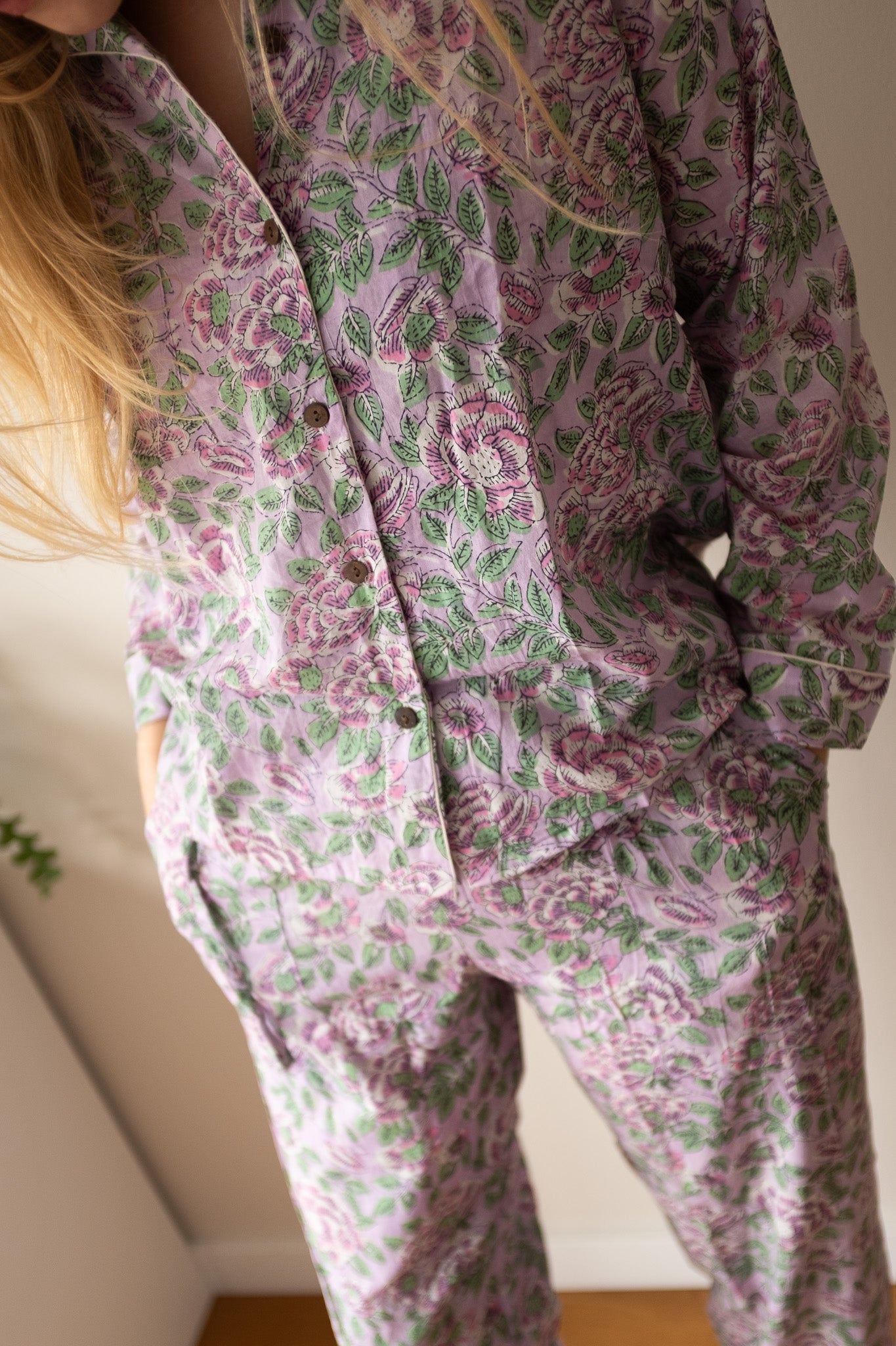 Pyjama NO.12 | Handgemaakte katoenen pyjama | blockprint | Inclusief gratis slaapmasker