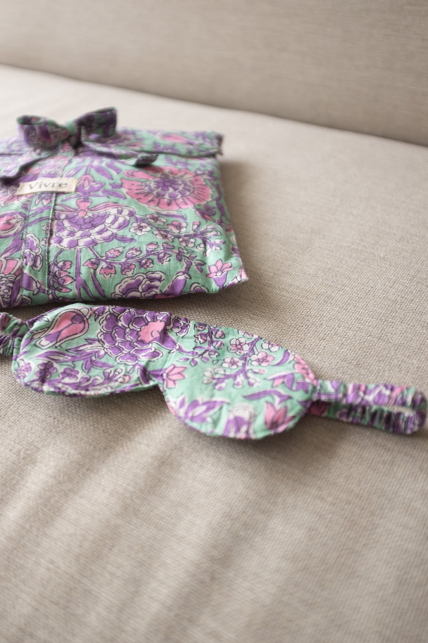 Pyjama NO.14 | Handgemaakte katoenen pyjama | blockprint | Inclusief gratis slaapmasker