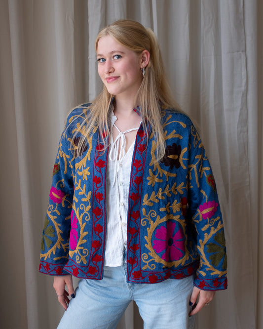 Jas geborduurd Blauw