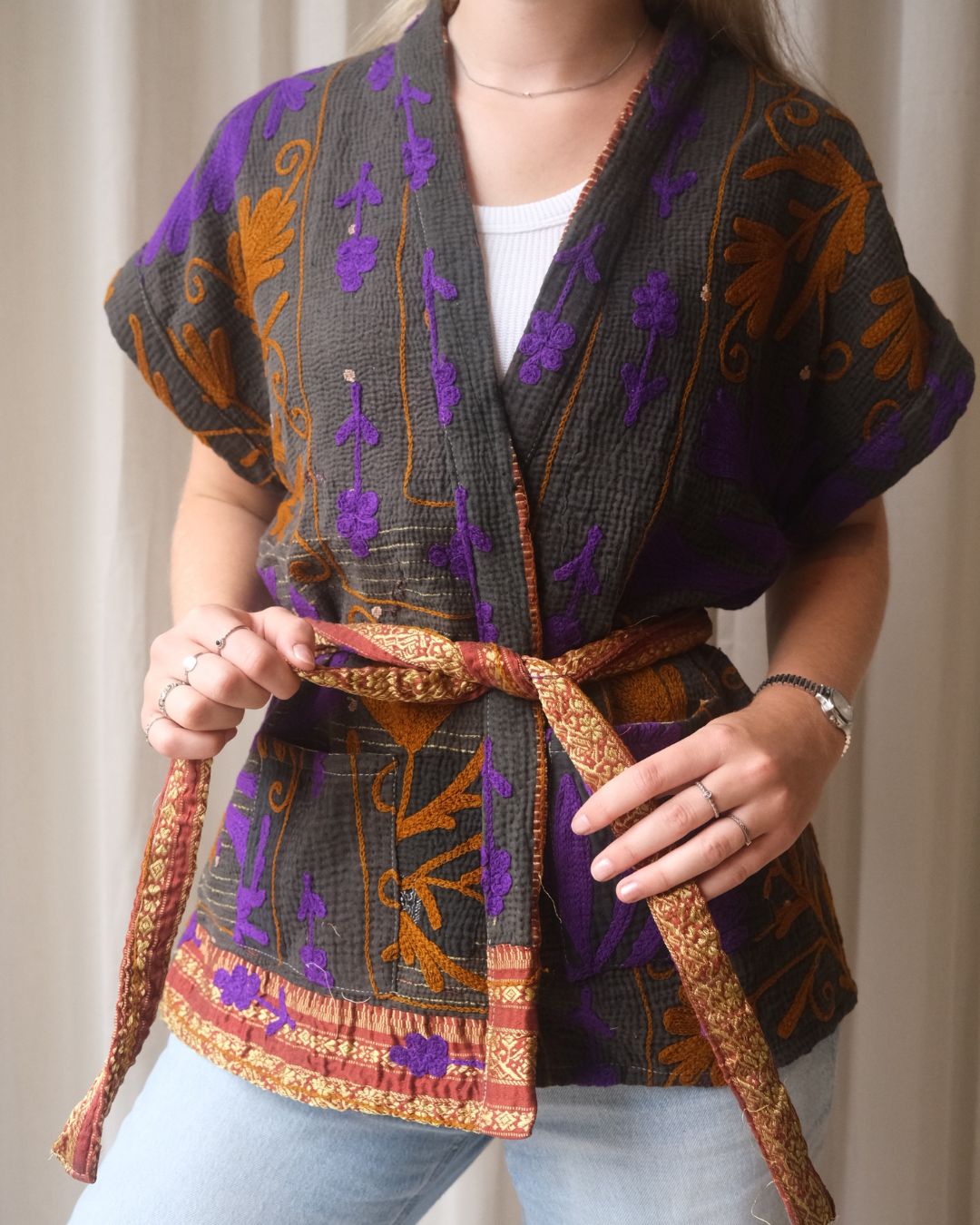 Suzani gilet kimono NO.13