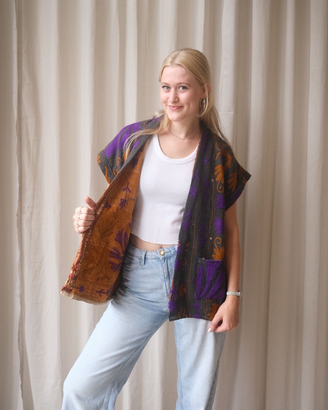 Suzani gilet kimono NO.13