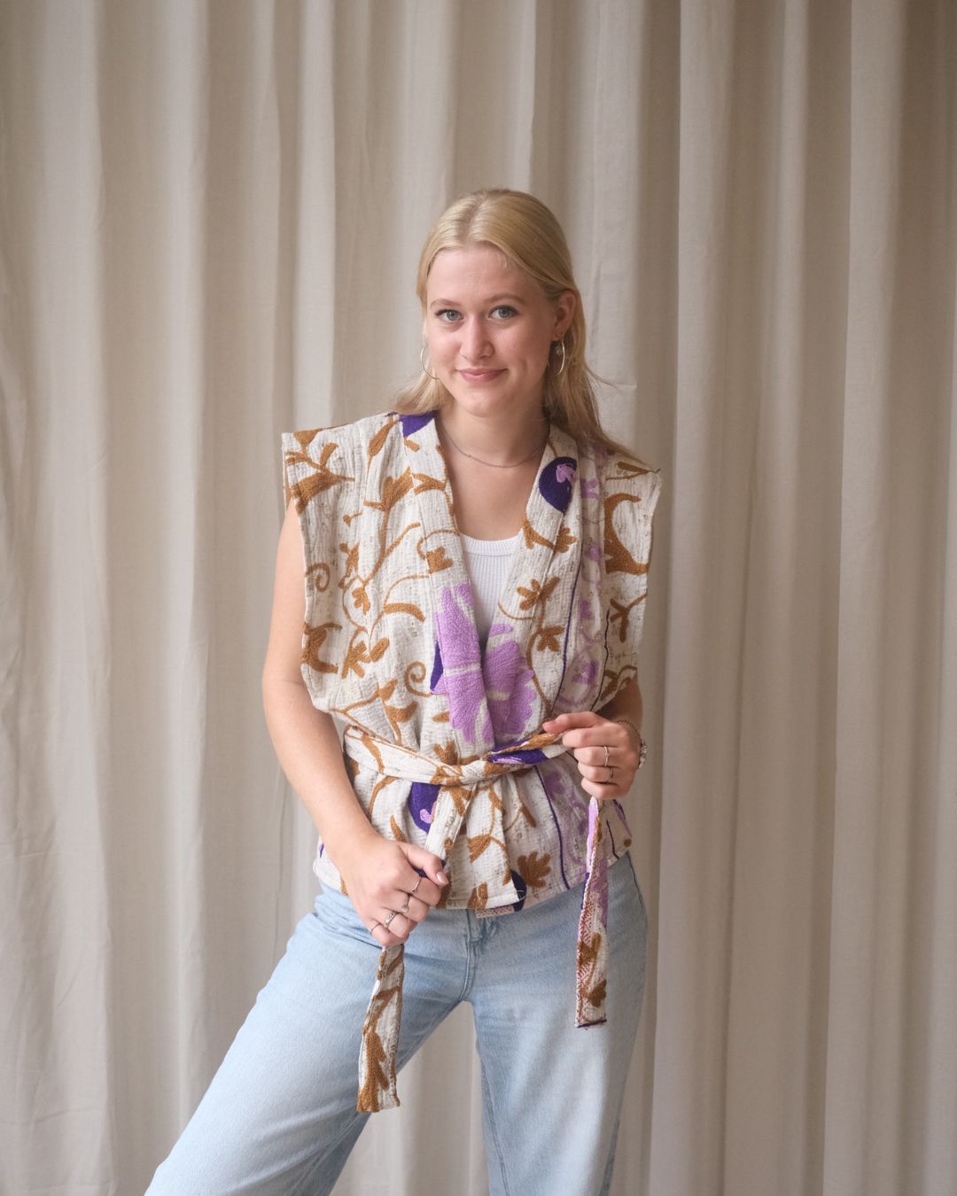 Suzani gilet kimono NO.20