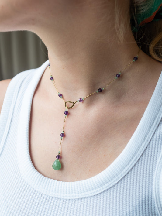 Reversible ketting | Aventurijn, Amethist