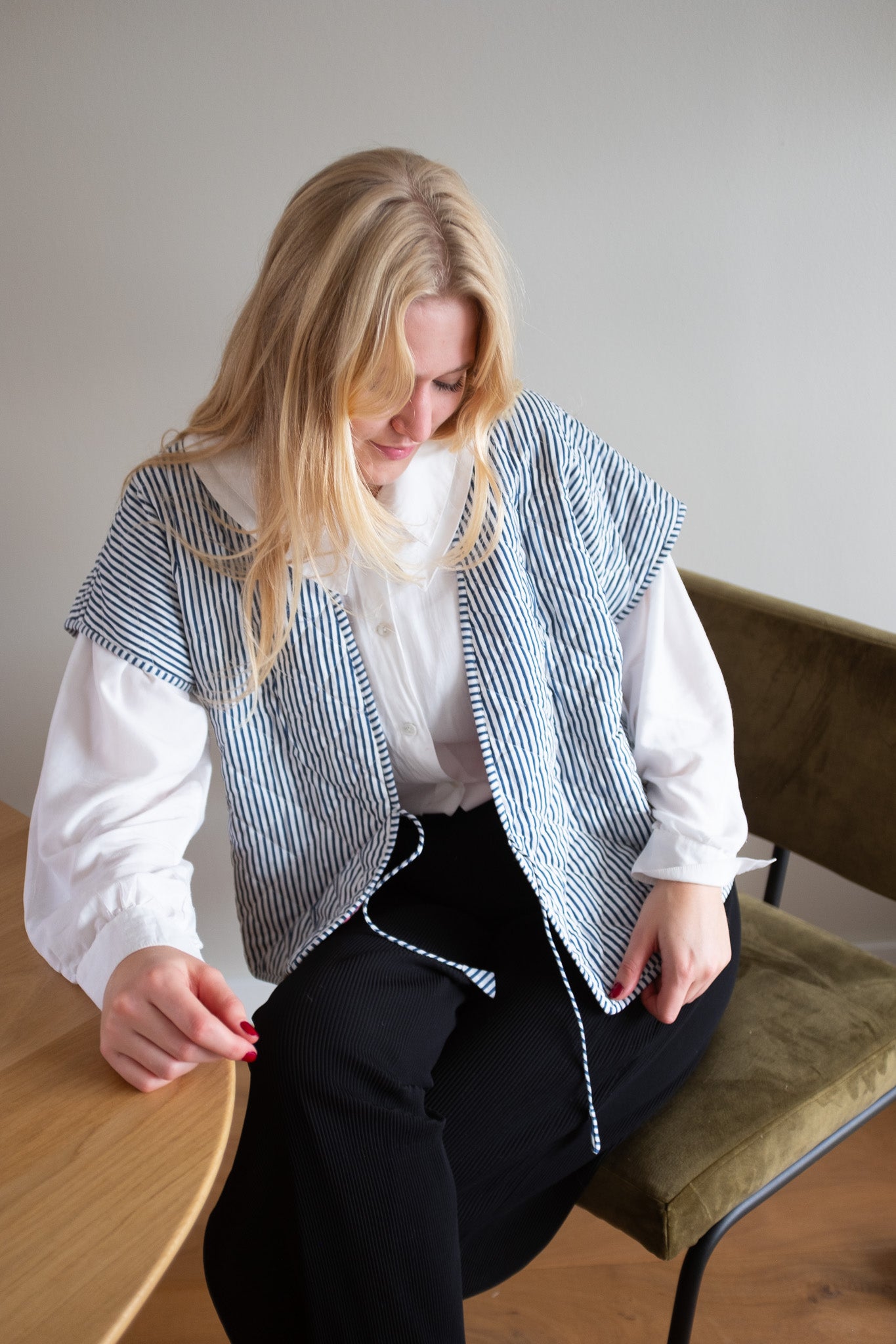 Reversible blockprint gilets