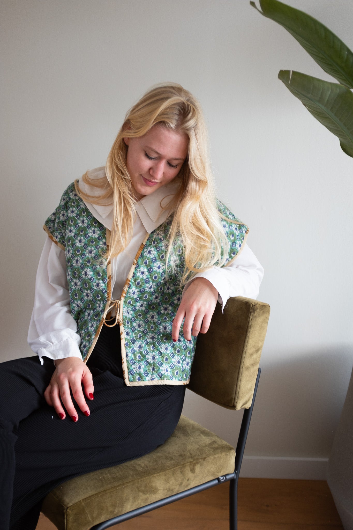 Reversible blockprint gilets