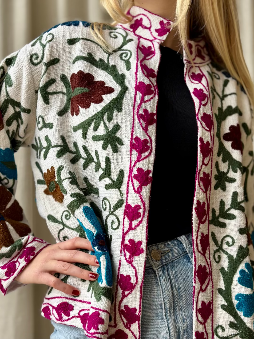 Jas geborduurd Wit - Luna Embroidery