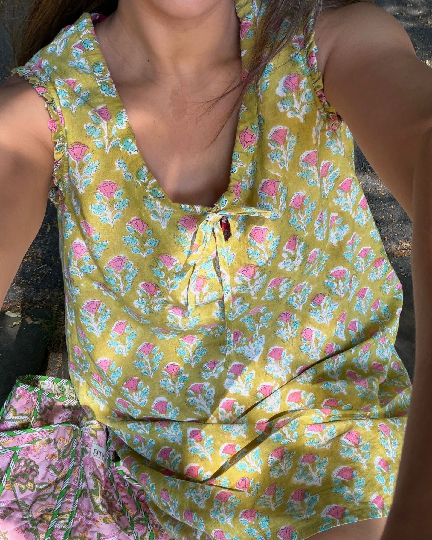 Blockprint jurkje - Olive