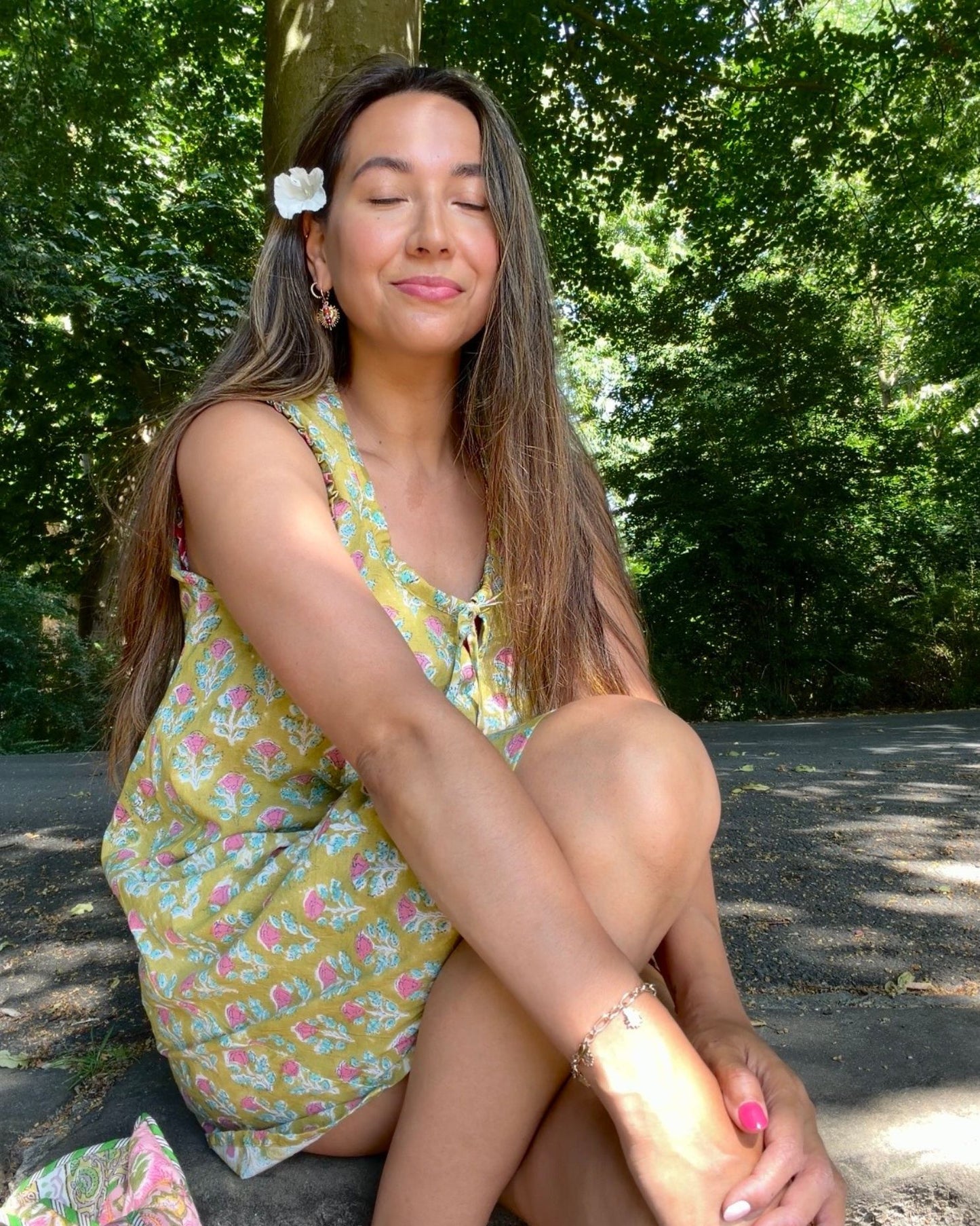Blockprint jurkje - Olive