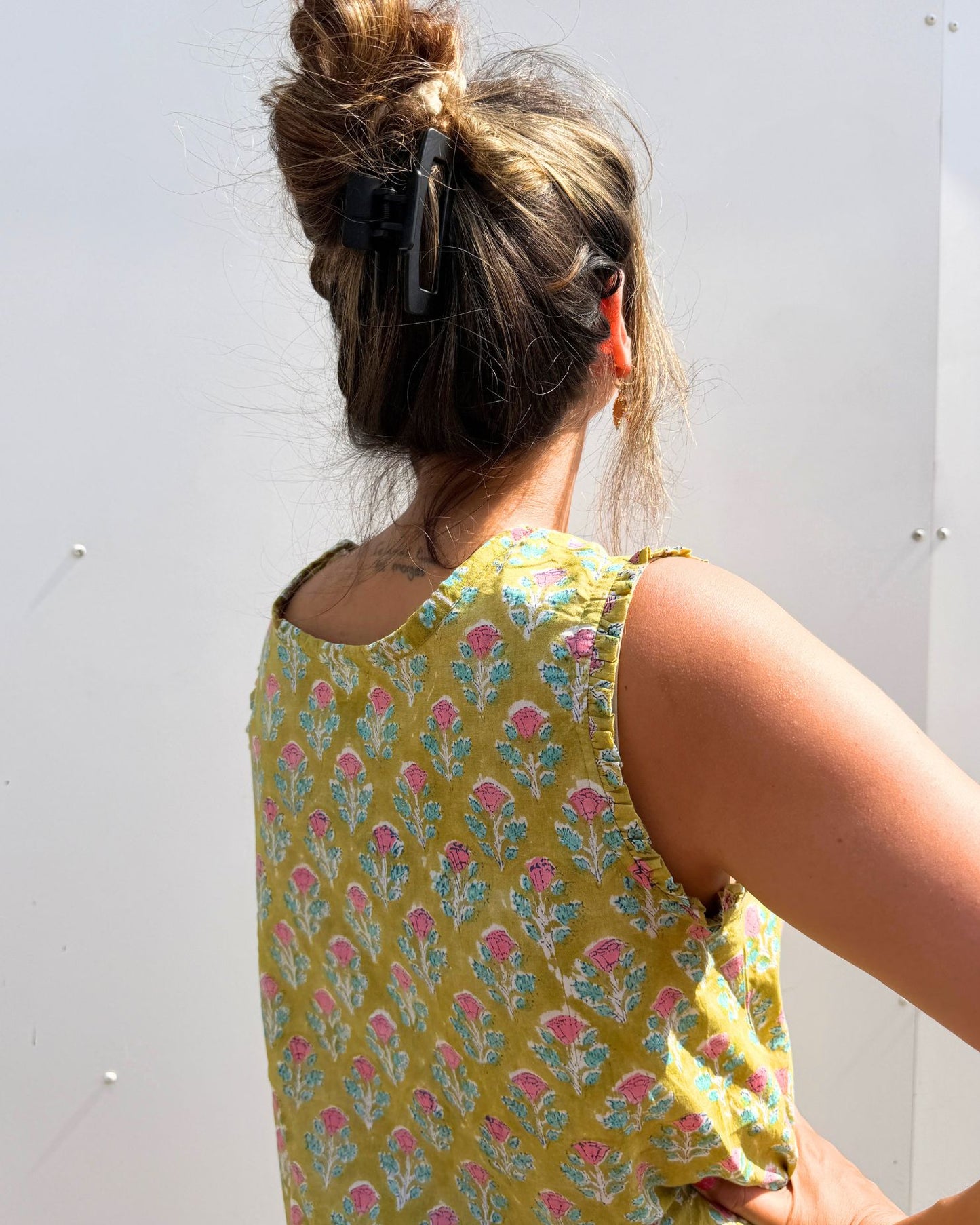 Blockprint jurkje - Olive