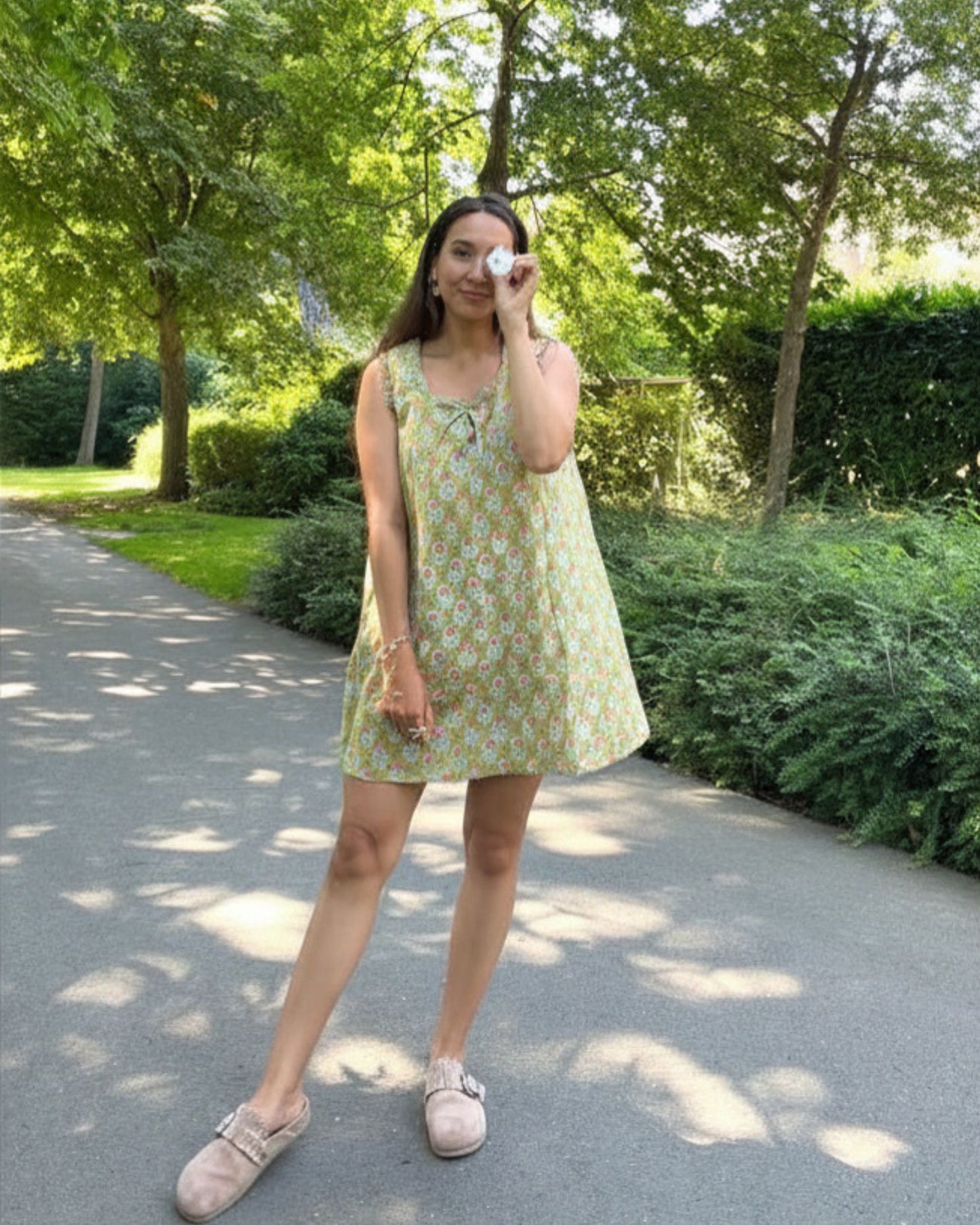 Blockprint jurkje - Olive
