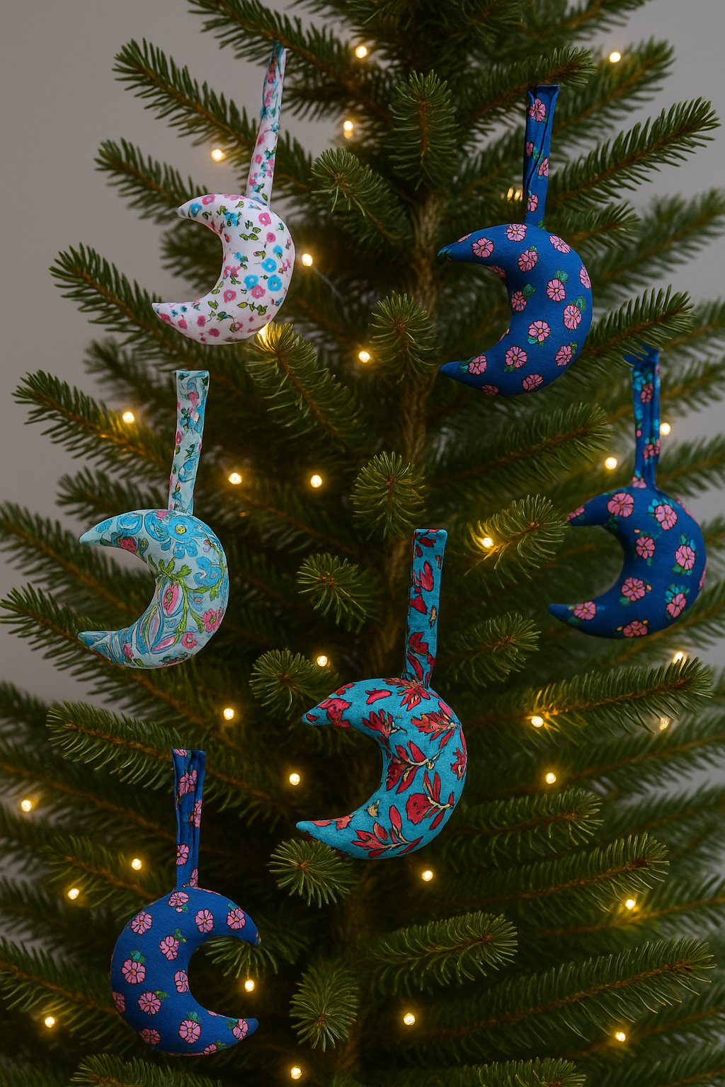 Moon sachet | Blockprint kerst ornament NO.4